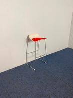 12 x Barkruk Hoop, rode stof, chroom onderstel, Ophalen, Met voetsteun, 60 tot 90 cm, Metaal