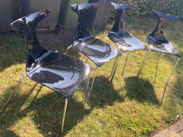 4 Zwarte originele Delfy Designer stoelen in goede staat  beschikbaar voor biedingen