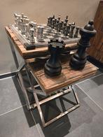 Bijzettafel met schaakbord decoratie, Ophalen, Minder dan 50 cm, Gebruikt, Vierkant