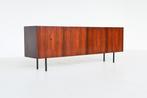 Vintage dressoir palissander hout Deens design jaren 60, Vintage, Ophalen of Verzenden, 200 cm of meer, Metaal