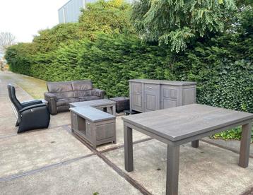 Complete huiskamer massief eiken bank fauteuil beschikbaar voor biedingen