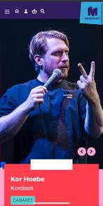 2 tickets Kor Hoebe | 29-11 | Kordaat | Rij 2! | Amsterdam, Tickets en Kaartjes, Theater | Cabaret en Komedie, Twee personen, November