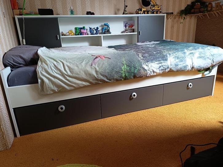 leuk kajuitbed voor kinderen, met laden - antraciet en wit, Kinderen en Baby's, Kinderkamer | Bedden, Gebruikt, 180 cm of meer