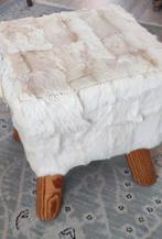 Vintage geitenhuid leren krukje voetenbank 30x30x40 p. stuk, Minder dan 50 cm, Gebruikt, Ophalen of Verzenden, Rechthoekig