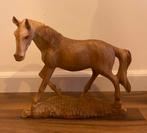 Handgemaakt Suar-Houten paard op plateau -GROOT +/-35cm, Ophalen of Verzenden