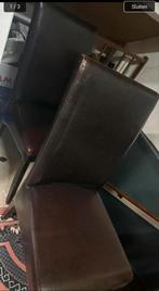 Bruine leren stoelen (2 stuks) en nog 2 gratis, Twee, Bruin, Leer, Ophalen of Verzenden