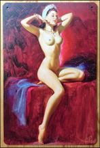 Sexy Pin up Naakt Retro Metalen Wandbord erotiek, Verzamelen, Retro, Verzenden, Huis en Inrichting