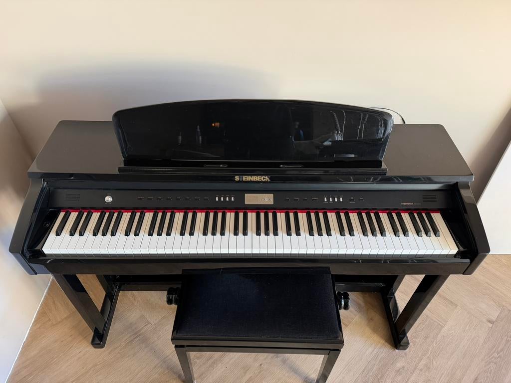 Steinbeck SDP-500PE piano met kruk, Ophalen, Gebruikt, Zwart, Piano