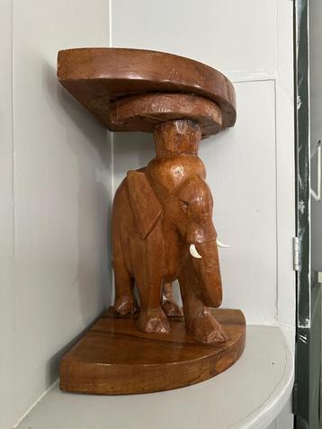 Antieke houten bijzettafel olifant, zonder olifantivoor! beschikbaar voor biedingen