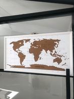 Wereldkaart in Lijst - Bruin/Wit, Ophalen, Gebruikt