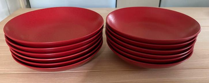 Palmer rodondo 6 diepe borden/pastaborden kleur rood, Huis en Inrichting, Keuken | Servies, Nieuw, Bord(en), Effen, Aardewerk