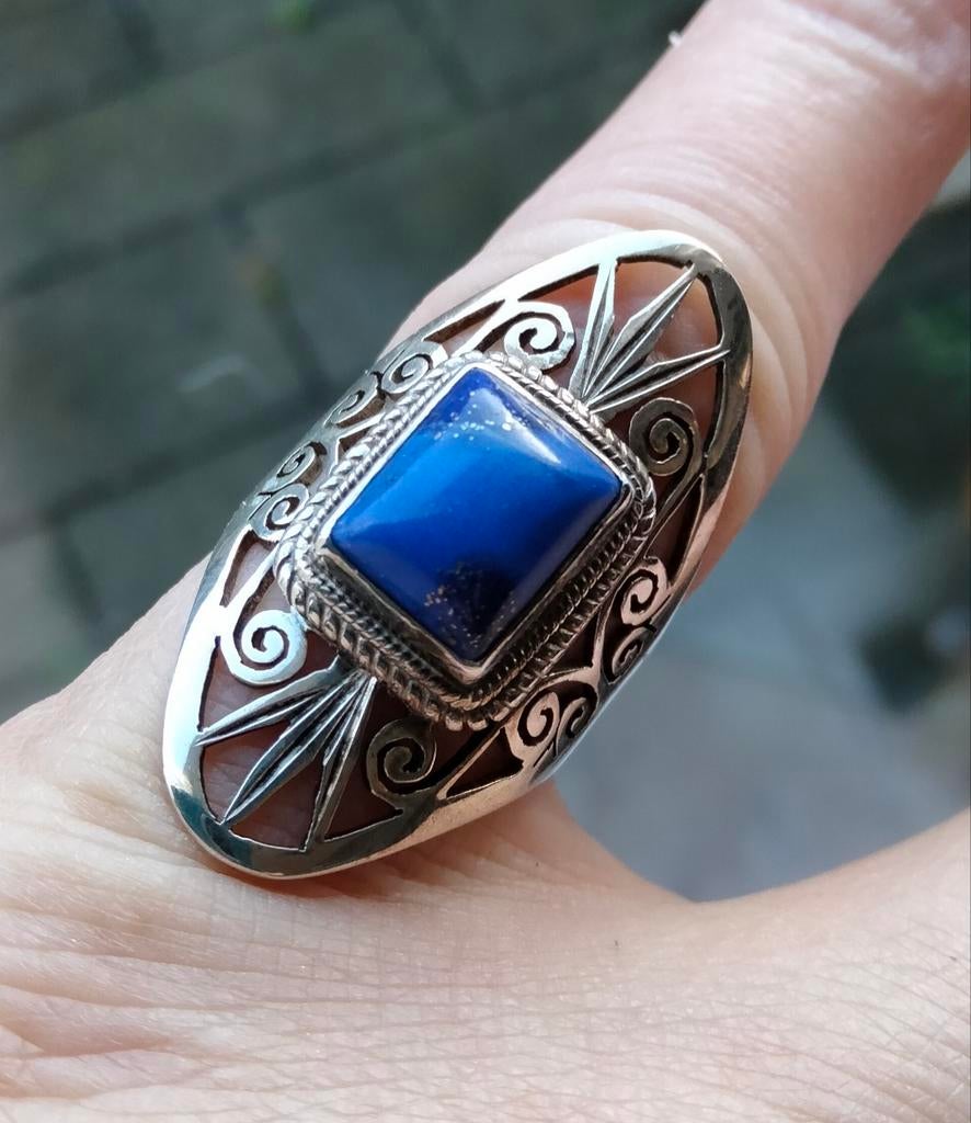 Lapis lazuli ring maat 16,75, Nieuw, Kleiner dan 17, Dame, Zilver