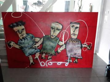 Zeer groot schilderij Herman Brood Springtouwen bieden €1450 beschikbaar voor biedingen