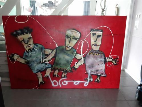 Zeer groot schilderij Herman Brood Springtouwen bieden €1450, Antiek en Kunst, Kunst | Schilderijen | Modern, Ophalen
