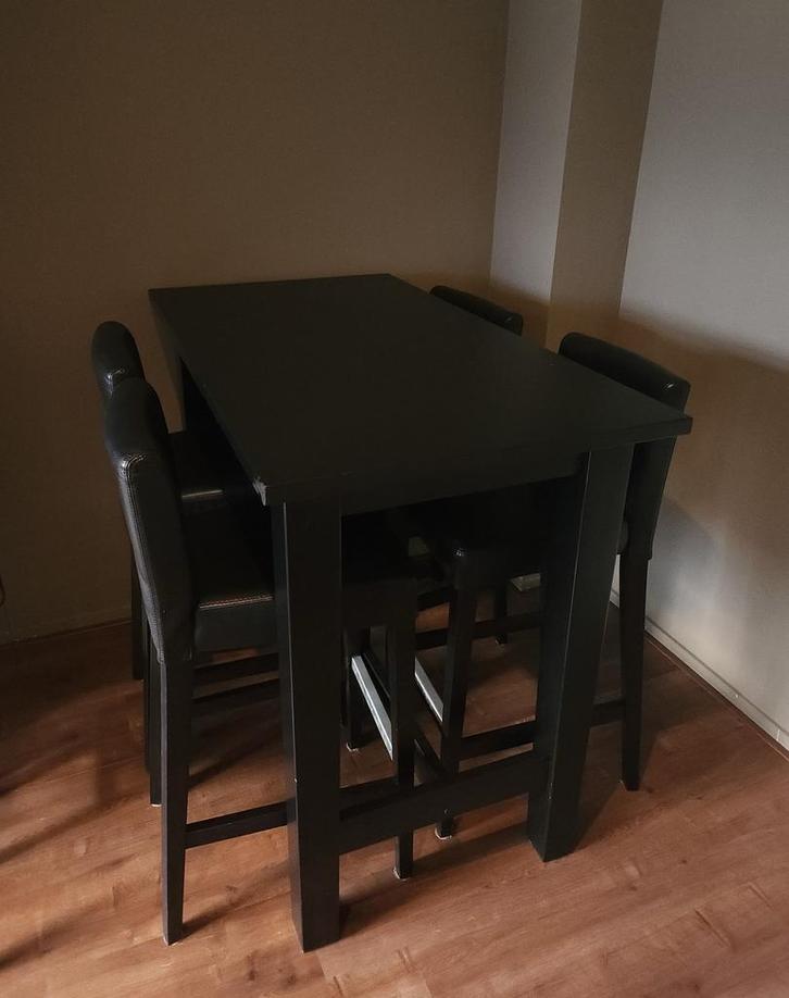 IKEA Bartafel zwart, Huis en Inrichting, Tafels | Eettafels, Zo goed als nieuw, 50 tot 100 cm, 100 tot 150 cm, Vier personen, Rechthoekig