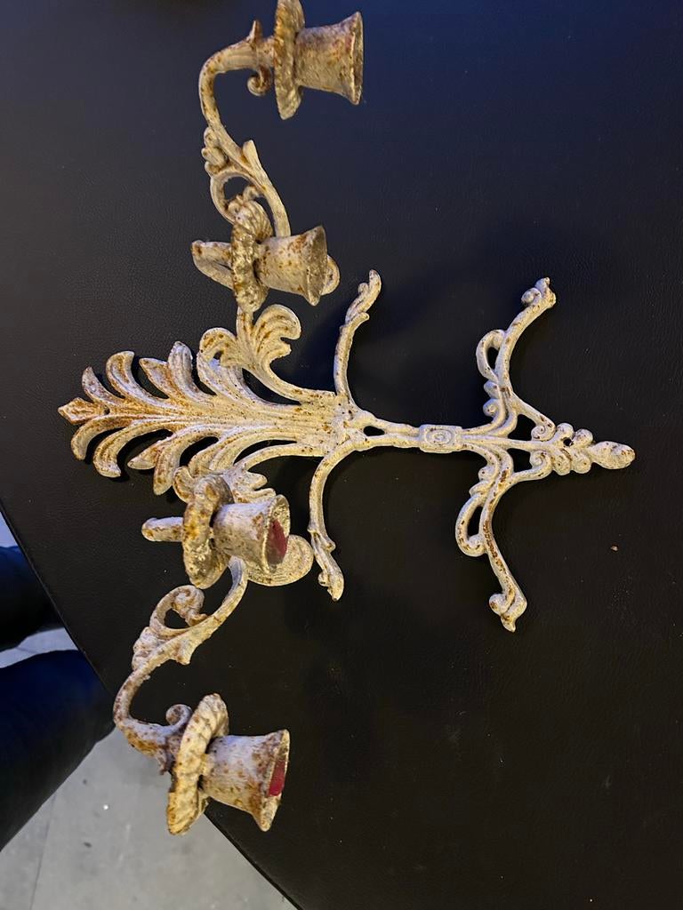 Oude metalen wandkandelaar, Ophalen of Verzenden, Koper of Brons