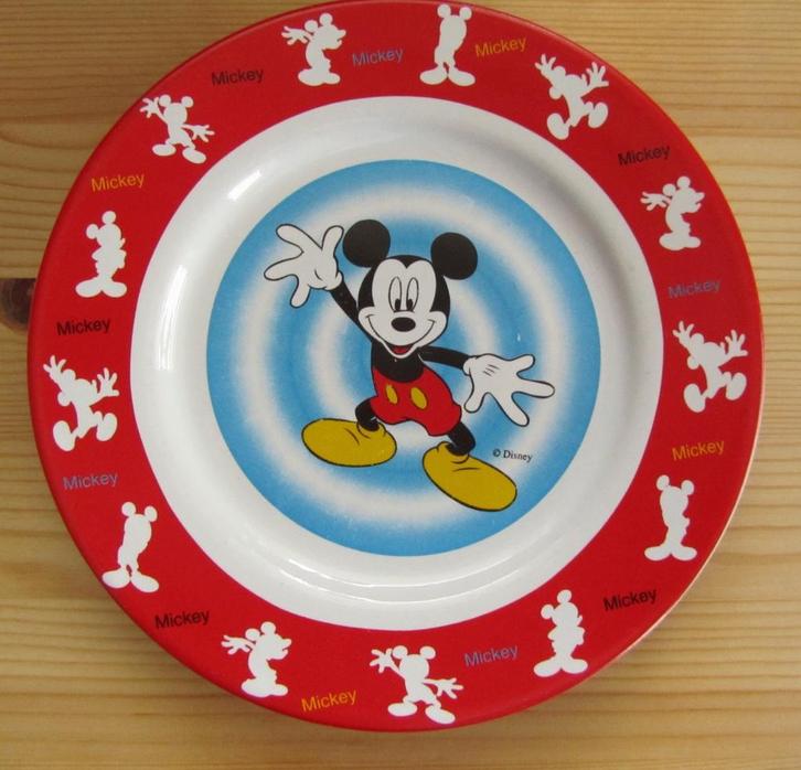 (Ontbijt) bordje Mickey Mouse 19 cm doorsnede, Verzamelen, Disney, Zo goed als nieuw, Servies, Mickey Mouse, Ophalen of Verzenden