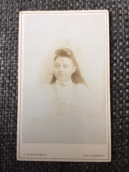 CDV, Tienermeisje, JH Slaterus, Leeuwarden, Carte de Visite, Verzamelen, Foto's en Prenten, Gebruikt, Foto, Voor 1940, Ophalen of Verzenden