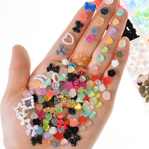 500/600 Stuks Mix Boog Hart Bloemen Nail Art/Nagels., Sieraden, Tassen en Uiterlijk, Uiterlijk | Cosmetica en Make-up, Nieuw, Handen en Nagels