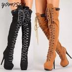 Suède high heels stilleto overknees plateau laarzen, Kleding | Dames, Schoenen, Verzenden, Nieuw, Overige kleuren, Hoge laarzen