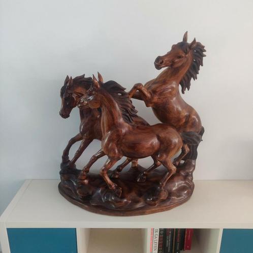 Paarden, Houtsnijwerk uit Bali, Antiek en Kunst, Kunst | Beelden en Houtsnijwerken, Ophalen