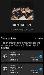 Kensington Ziggo Dome 4 December, Tickets en Kaartjes, Twee personen, December