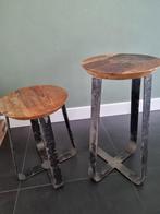 Industriële Bijzettafels - Set van 2, Minder dan 45 cm, Minder dan 55 cm, Gebruikt, Rond