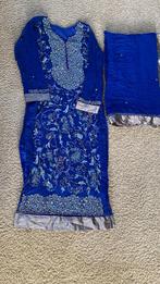 Indian bollywood salwar kameez blauw 2 delig bewerkt, Ophalen of Verzenden, Zo goed als nieuw