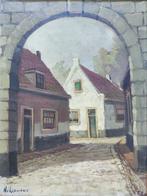 Henk van Leeuwen (1890-1972)-Gezicht op poortje met doorkijk, Antiek en Kunst, Kunst | Schilderijen | Klassiek, Ophalen of Verzenden