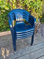 Blauwe Kunststof Tuinstoelen - Stapelbaar, Tuin en Terras, Ophalen, Gebruikt, Kunststof, Stapelbaar