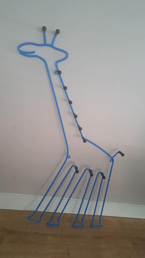Vintage IKEA Kapstok Giraffe Blauw - Jaren 90, Wandkapstok, Gebruikt, 100 tot 150 cm, Ophalen of Verzenden
