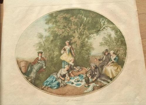 Nicolas Lancret, Autumn 1738. Schilderij/kunstdruk, Antiek en Kunst, Kunst | Etsen en Gravures, Ophalen of Verzenden