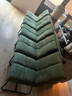 Set van 5 groene ribstof stoelen met zwart metalen frame, Huis en Inrichting, Stoelen, Ophalen, Overige kleuren, Zo goed als nieuw