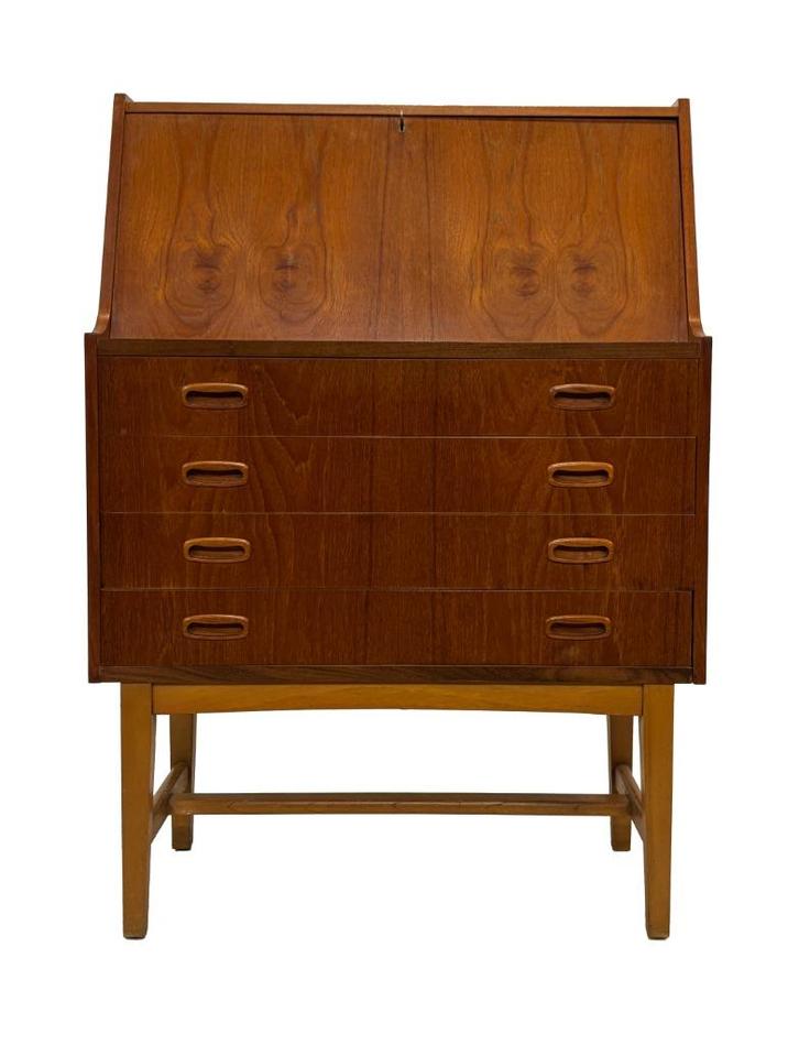 Vintage Secretaire Werkplek Jaren 60 Teak Fineer Design, Huis en Inrichting, Kasten | Ladekasten, Gebruikt, Minder dan 100 cm