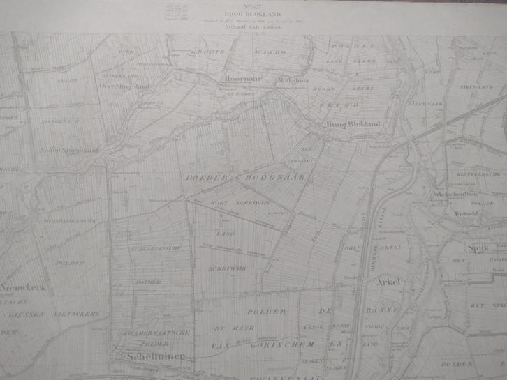 527 Hoog Blokland Hoornaar Spijk Arkel Plattegrond 1914, Antiek en Kunst, Kunst | Litho's en Zeefdrukken, Ophalen of Verzenden