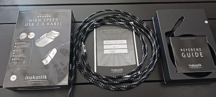 Inakustik Referenz USB-A <> USB-B High End kabel 5 meter, Audio, Tv en Foto, Audiokabels en Televisiekabels, Zo goed als nieuw