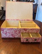 Antieke franse beklede doos met kleine lade, Antiek en Kunst, Ophalen of Verzenden