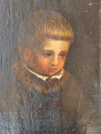 Prachtig Antiek olieverf portret van een jongetje., Ophalen of Verzenden