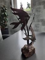 Een vintage sculptuur van metaal vissen in het riet, Antiek en Kunst, Ophalen of Verzenden