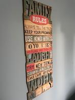 Groot houten wandbord Family Rules – 120 × 46 cm, Ophalen, Zo goed als nieuw