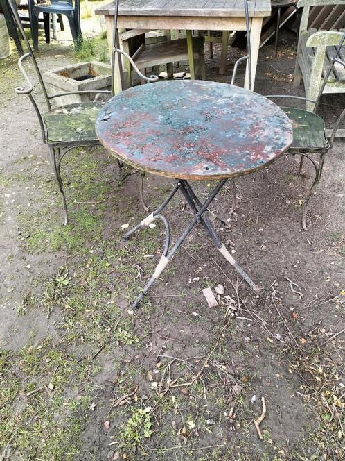 Authentiek degelijk smeedijzeren  gratis kussens, Tuin en Terras, Tuinstoelen, Zo goed als nieuw, Metaal, Ophalen
