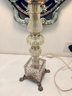 Antieke grote glazen tafellamp voet lamp, Ophalen of Verzenden, Zo goed als nieuw, Metaal, Minder dan 50 cm