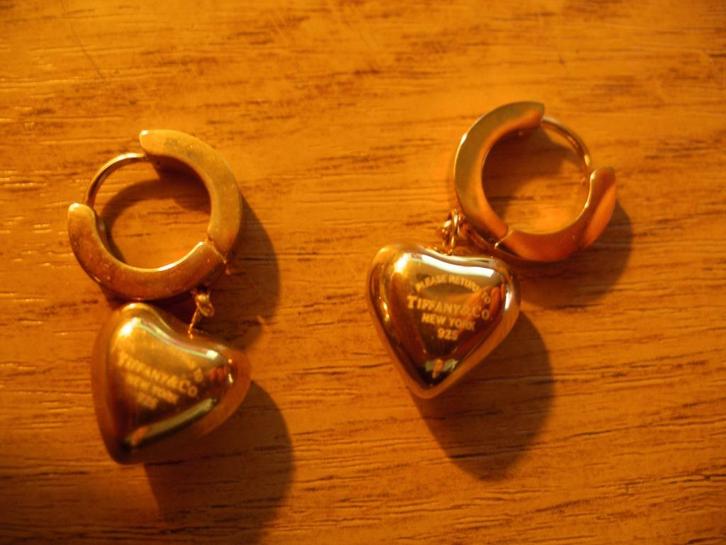 Een paar 925 18k Goud Vergulde Tiffany Creool Oorbellen, Sieraden, Tassen en Uiterlijk, Antieke sieraden, Oorbellen, Zilver, Verguld