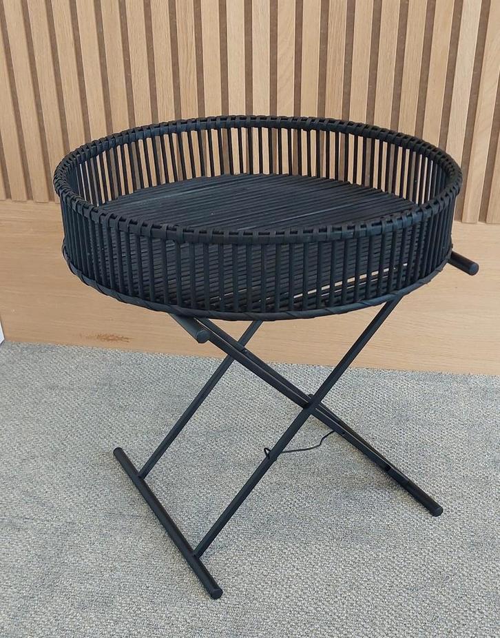 Zwarte Salontafel / Bijzettafel 2 x set, Huis en Inrichting, Tafels | Bijzettafels, Zo goed als nieuw, Rond, Minder dan 45 cm