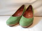 Mooie echt leren appelgroene suède schoenen/ pumps, maat 36, Pumps, Verzenden, Gedragen, Groen