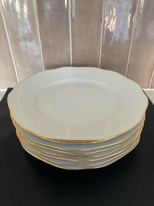 Bohemia Porseleinen Borden Set 8 stuks - gouden rand, Antiek en Kunst, Antiek | Servies los, Ophalen of Verzenden