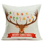 Retro kerst print kussenhoes rendier kerstballen kerstman, Diversen, Kerst, Ophalen of Verzenden, Nieuw