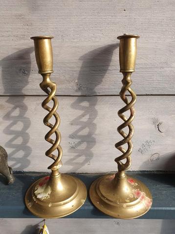 Vintage Messing Kandelaars - Set van 2 beschikbaar voor biedingen