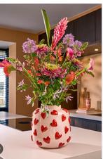 Vaas mica decorations hartjes wit rood, Huis en Inrichting, Woonaccessoires | Kunstplanten en Kunstbloemen, Ophalen, Nieuw