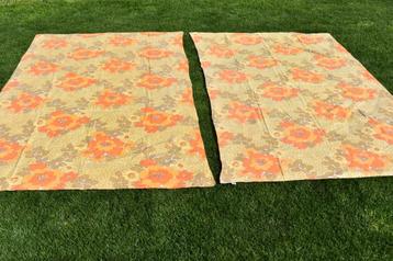 Lakens retro vintage oranje gele bloemen laken 2x beschikbaar voor biedingen
